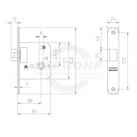 Picaporte 1710 C/C MCM